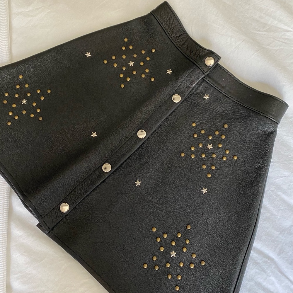 NastyGal Leather Skirt with Brass Studs